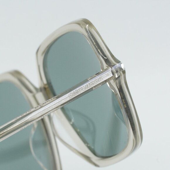 Saint Laurent SL591 003 Sunglasses Beige Square Frame, Green Lenses